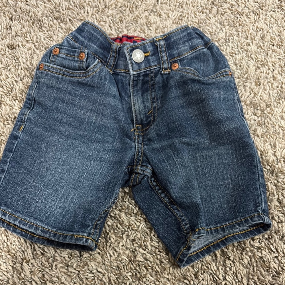 Levi's Blue Denim Cutoff Shorts with Frayed Hem